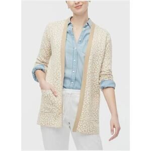 J. Crew Leopard Open Front Cardigan Sweater Khaki Ivory Size‎ Small